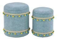 Pufy i podnóżki - Zestaw 2 niebieskich puf C6-G05 - miniaturka - grafika 1