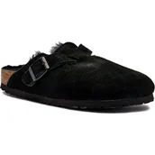 Klapki i japonki damskie - Birkenstock Mule Boston LEVE | shearling | narrow fit | zamsz - miniaturka - grafika 1