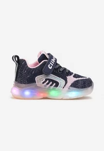 Granatowe Buty Sportowe na Rzep z Podeszwą LED Ulisa - Moda i Uroda OUTLET - miniaturka - grafika 1