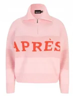Swetry damskie - PIECES DAMSKI SWETER RÓŻOWY Z NADRUKIEM PRZEZ GŁOWĘ GOLF M DRE - miniaturka - grafika 1