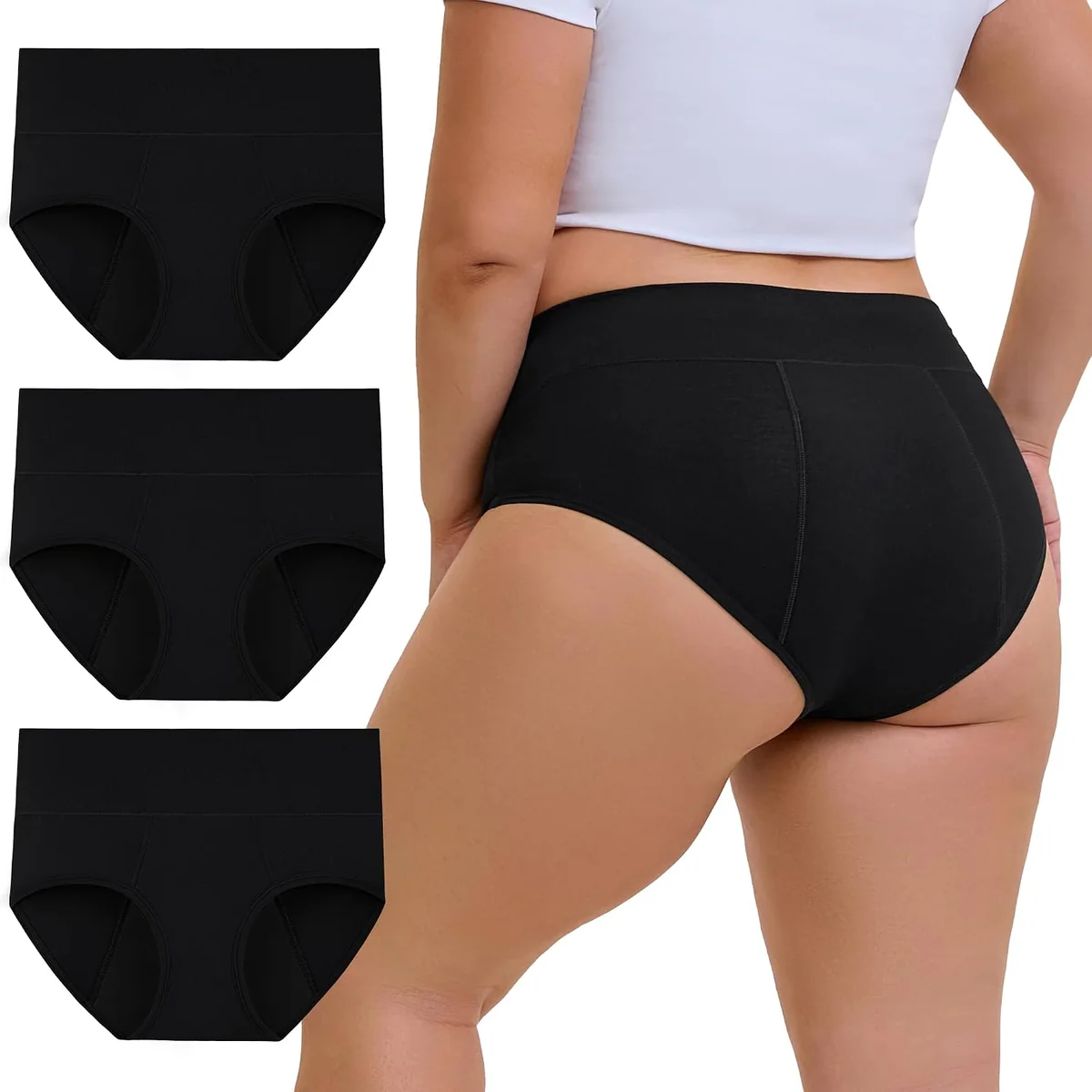 Majtki menstruacyjne INNERSY 3 sztuki czarne 4XL silne krwawienie