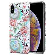 Etui i futerały do telefonów - Etui Cadorabo dla Apple iPhone XS MAX Etui ochronne z białym etui TPU Flowers Flower Cover Case - miniaturka - grafika 1