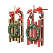 Ozdoby bożonarodzeniowe - Zawieszka ze sklejki sanki mix 2 kolorów - miniaturka - grafika 1
