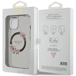 Guess GUHMP15SHFWFCK iPhone 15 / 14 / 13 6.1" czarny/black hardcase IML Flowers Wreatch MagSafe - Etui i futerały do telefonów - miniaturka - grafika 8