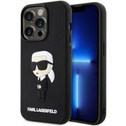 Etui i futerały do telefonów - Karl Lagerfeld KLHCP14L3DRKINK iPhone 14 Pro 6.1" czarny/black hardcase Rubber Ikonik 3D - miniaturka - grafika 1