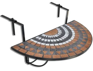 Stolik balkonowy z mozaiką terakota w kolorze i czerń Z5-Z39 - Ławy i stoliki kawowe - miniaturka - grafika 1