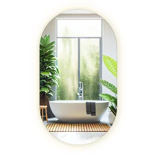 Nowoczesne Owalne Lustro Łazienkowe LEDOWE Wiszące Ścienne 40x70 cm - Barwa Ciepła (3000K) - Lustra - miniaturka - grafika 1