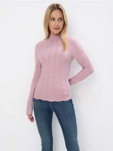 Mohito - Różowy sweter ze stójką - pastelowy różowy - Swetry damskie - miniaturka - grafika 1