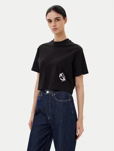 KARL LAGERFELD T-Shirt A2W17076 Czarny Cropped Fit - Koszulki i topy damskie - miniaturka - grafika 1