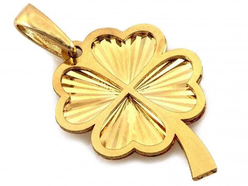 Zawieszka złota czterolistna koniczyna 12.20mm