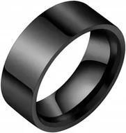 Pierścionki - Czarna Obrączka Prota Płaska Elegancka Pierścień Sygnet Stal Szlachetna - miniaturka - grafika 1