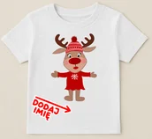 Koszulki dla dziewczynek - Koszulka z reniferem i imieniem dla dziewczynki na Mikołajki - miniaturka - grafika 1