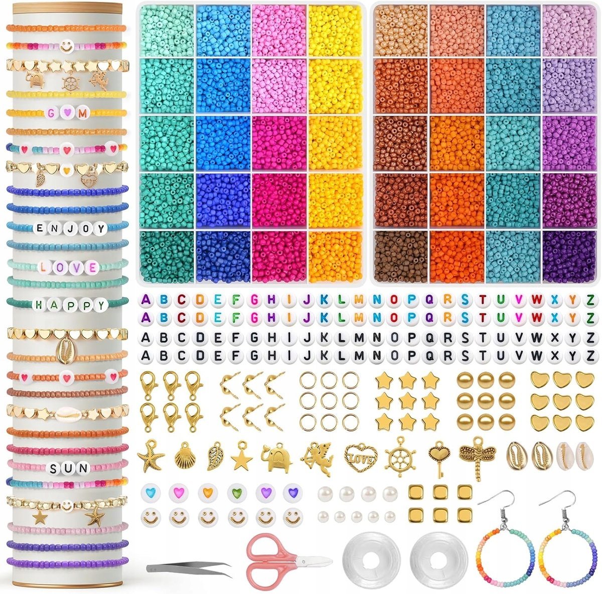 Amteker 18000 Koralików 3 mm do Bransoletek DIY - 40 Kolorów