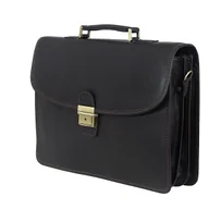 Teczki i aktówki - Teczka klasyczna z naturalnej skóry, ciemny brąz, 3 komory - miniaturka - grafika 1