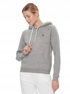 RALPH LAUREN SZARA BAWEŁNIANA BLUZA Z KAPTUREM I PRINTEM LOGO L KWA - Bluzy damskie - miniaturka - grafika 1