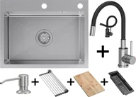 Zlewozmywaki - QUADRON LUKE 110 WORKSTATION stal szczotkowana INOX + MAGGIE inox/czarny + dozownik + akcesoria (ZH5845BS_3323503BL) - miniaturka - grafika 1