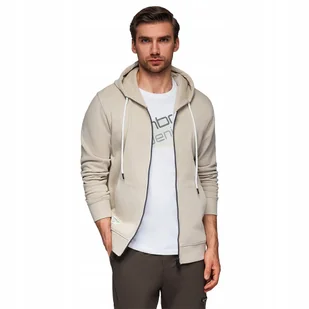 Bluza męska dresowa rozpinana z kapturem - jasnobeżowa V1 OM-SSBZ-0178 M - Bluzy męskie - miniaturka - grafika 1