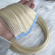 Pozostałe akcesoria fryzjerskie - TEMU Naturalne blond włosy mini taśmy do przedłużania włosów ludzkich bezszwowe niewidoczne przedłużki 12-24 cali długie proste włosy taśmowe 60# - miniaturka - grafika 1