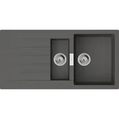 Zlewozmywaki - HANSGROHE Zlewozmywak półtorakomorowy z ociekaczem S52 43357290 Kamienna szarość 50x100 - miniaturka - grafika 1