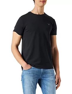 Koszulki męskie - GANT Męski T-shirt, czarny, XXL - grafika 1