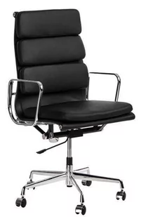Fotel biurowy, krzesło biurowe D2.Design CH Fotel biurowy inspirowany EA219 skóra 59x60 cm chrom/czarny 27745 - Fotele i krzesła biurowe - miniaturka - grafika 1