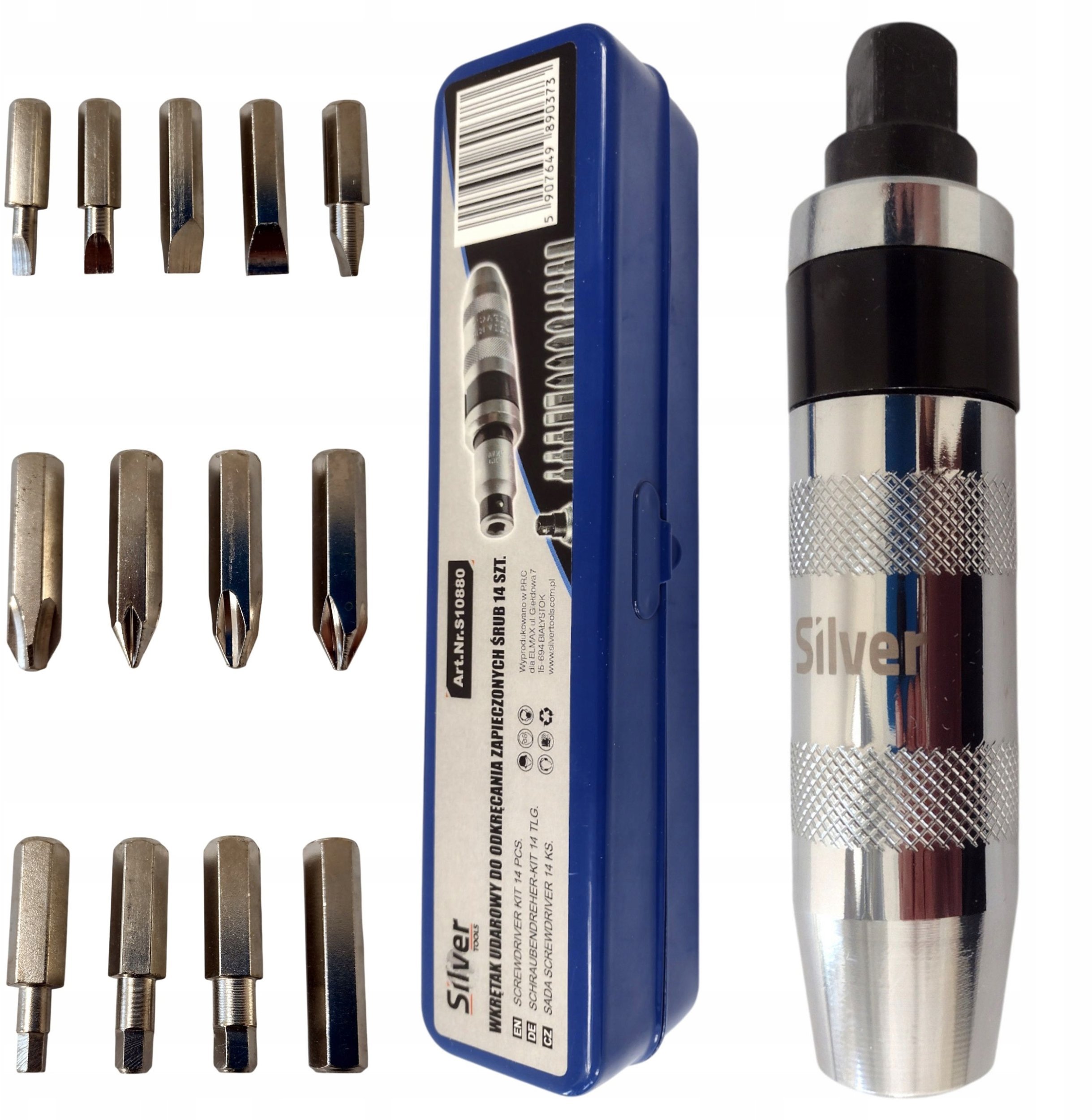 SilverTools Wykrętak udarowy pobijak do śrub 14 el. S10880