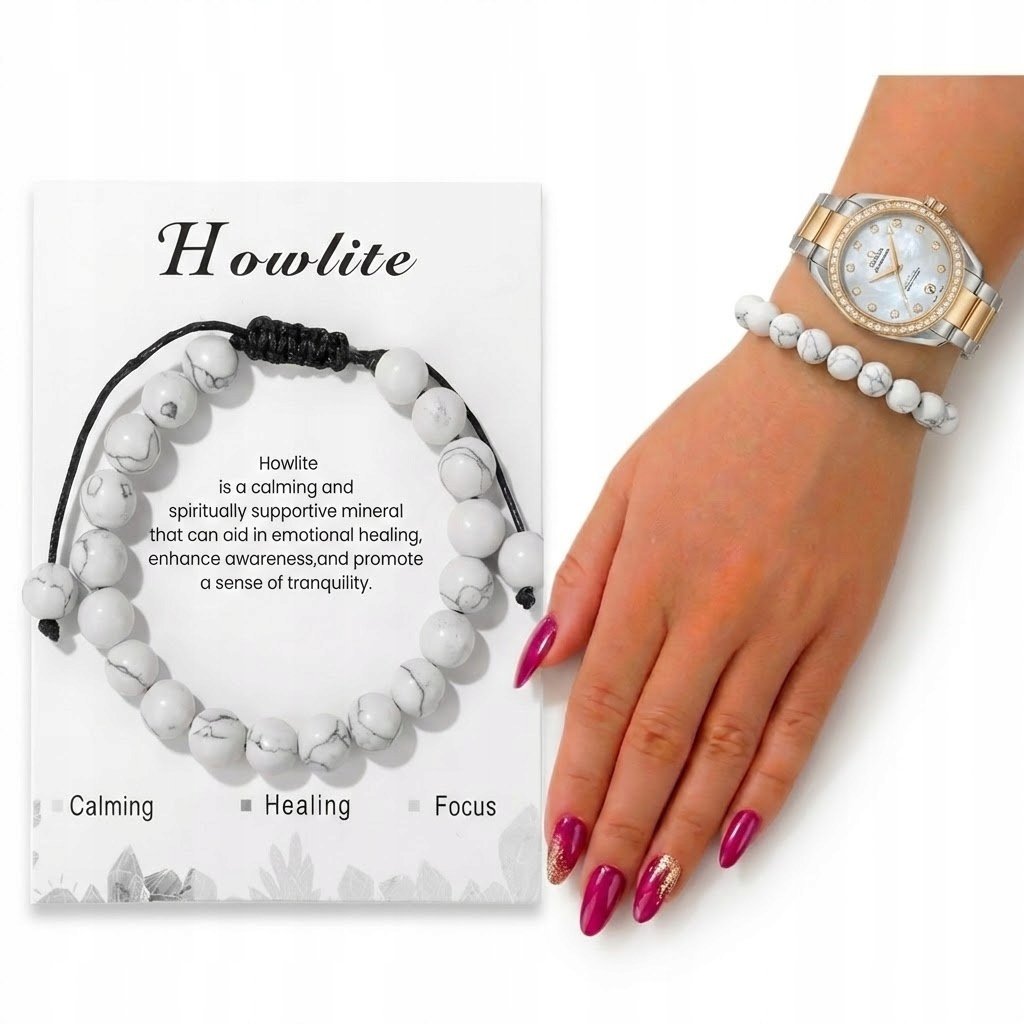 Bransoletka Howlit Regulowana Naturalny Kamień Talizman Spokoju Ochrony