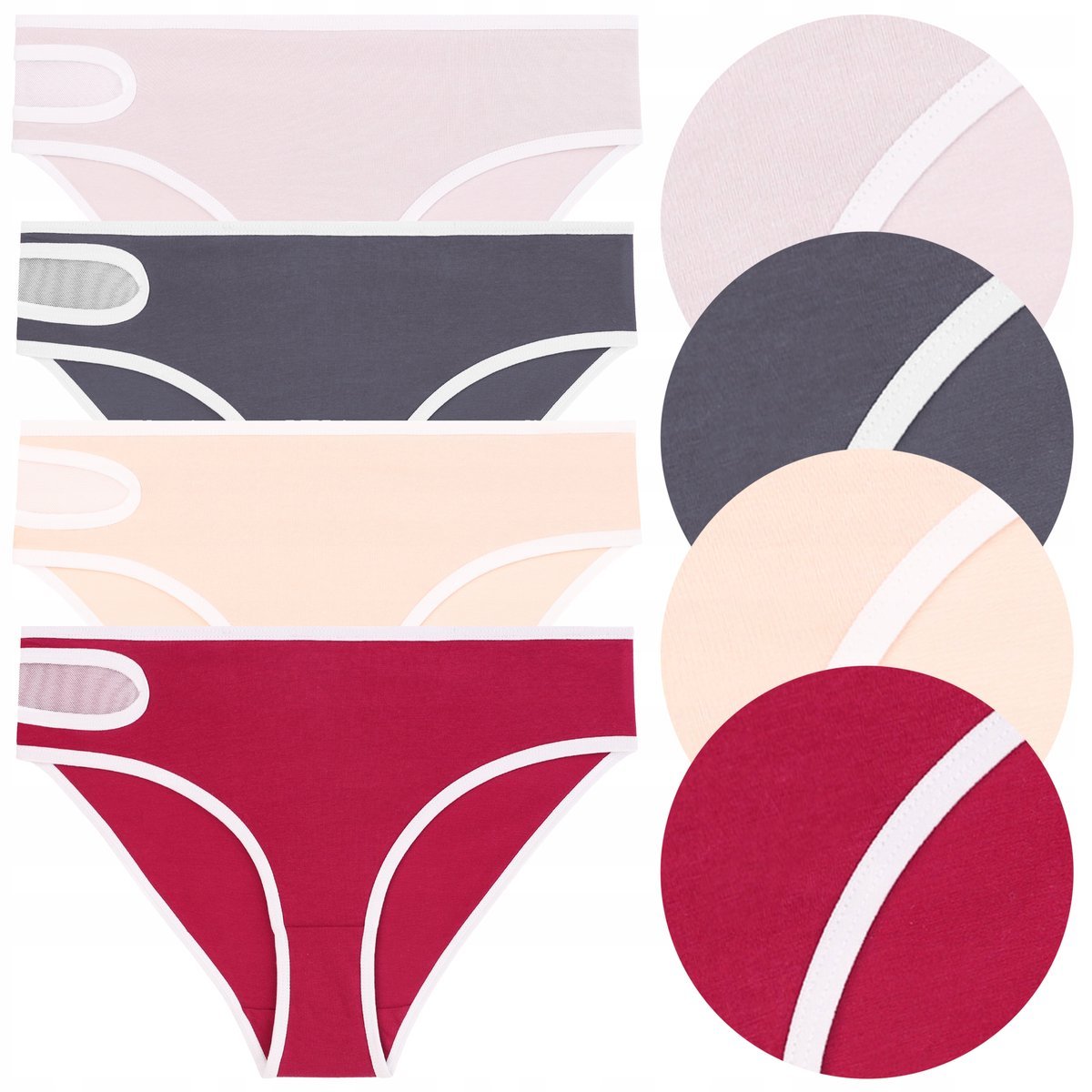 FIGI MAJTKI DAMSKIE Bawełniane Kobiece Zestaw 4 Pak Siateczka MORAJ r. S