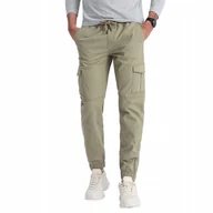 Spodnie męskie - Spodnie męskie JOGGERY zapinane kieszenie cargo khaki V1 OM-PAJO-0123 XXL - miniaturka - grafika 1