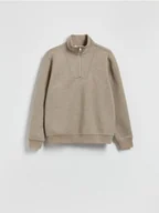 Bluzy męskie - Reserved - Gładka bluza ze stójką - brązowy - miniaturka - grafika 1