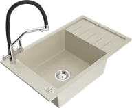 Zlewozmywaki z baterią - Mexen Elias zlewozmywak granitowy 1-komorowy z ociekaczem i baterią kuchenną Duo, beżowy - 6511-69-671701-07 - miniaturka - grafika 1