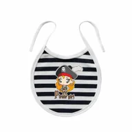 Śliniaki i fartuszki - Śliniak dziewczęcy BAWEŁNIANY w paski biały wiązany Captain Mike - miniaturka - grafika 1