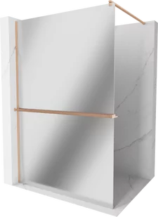Mexen Kioto+ ścianka prysznicowa z półką Walk-in 120 x 200 cm, lustro, miedź szczotkowana - 800-120-121-65-50 - Ścianki i drzwi prysznicowe - miniaturka - grafika 1