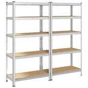Szafy i regały magazynowe - vidaXL Regały z 5 półkami, 2 szt., stal i materiał drewnopochodny - miniaturka - grafika 1
