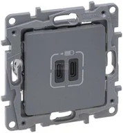 Gniazdka elektryczne - Legrand Gniazdo podwójne USB Niloe Selection 762395 typ C+C 3 A stal - miniaturka - grafika 1
