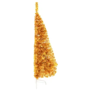 Lumarko Sztuczna choinka połówka ze stojakiem, złota, 120 cm, PVC - Choinki - miniaturka - grafika 5