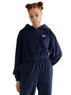 Bluzy damskie - Tommy Hilfiger Bluza Damska Tjw Super Crop Velour Zip Thru Granatowa Dw0Dw14354 C87 M - miniaturka - grafika 1
