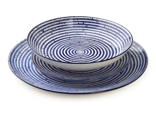 Komplet obiadowy Stripes Blue 18 el. - Talerze - miniaturka - grafika 1
