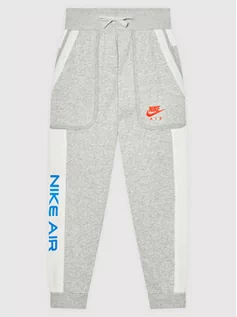 Spodnie i spodenki dla dziewczynek - Nike Spodnie dresowe Air DA0710 Szary Standard Fit - grafika 1