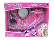 Zabawy w naśladowanie dorosłych - Zestaw piękności 8 elementów: suszarka, lokówka, grzebień, lusterko, szczotka, trzy spinki 4042 Hipo - miniaturka - grafika 1