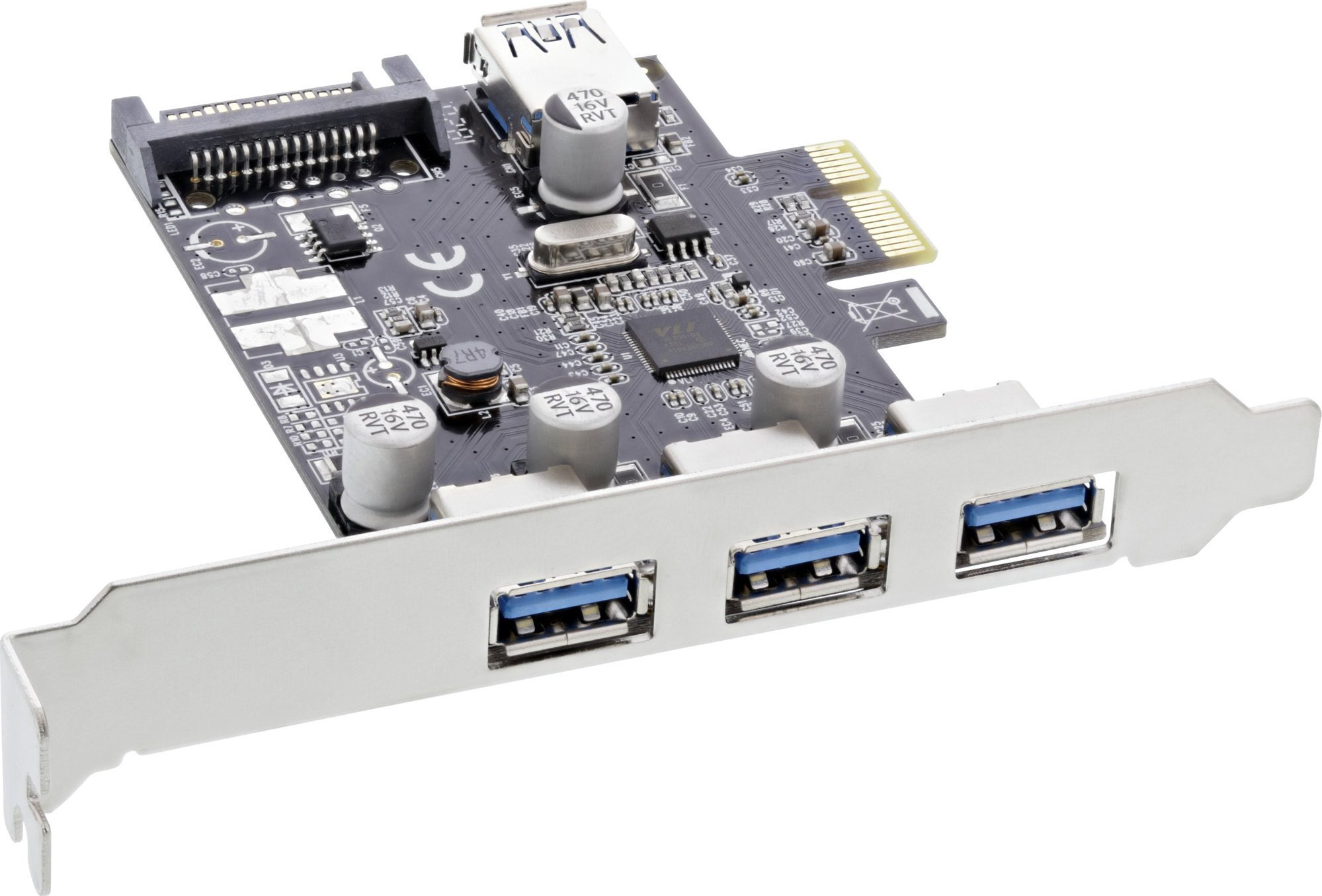 Kontroler InLine InLine® 3+1 Port USB 3.0 Host Controller PCIe with SATA Power and LP Bracket