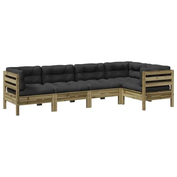 Zestaw Wypoczynkowy z Litego Drewna Sosnowego, 63x63x62.5 cm, Antracytowy