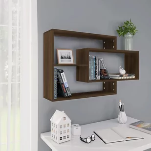 Lumarko Półka ścienna, brązowy dąb, 104x20x58,5 cm - Półki do salonu - miniaturka - grafika 1