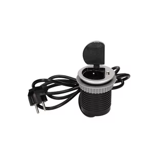 Orno Gniazdo meblowe pojedyncze wpuszczane w blat 1,8m, 1x230V Schuko, 1xUSB OR-AE-1373(GS) - Gniazdka elektryczne - miniaturka - grafika 1