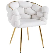 Krzesła - Krzesło BALLOON biały baranek, złote nogi - miniaturka - grafika 1