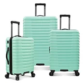 Walizki - U.S. Traveler Boren poliwęglanowa twarda wytrzymała walizka podróżna bagaż z 8 kółkami obrotowymi, aluminiowy uchwyt, Miętowy, 3-Piece Set, Twardy 8-kołowy bagaż obrotowy z aluminiowym uchwytem - miniaturka - grafika 1