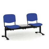 Inne meble biurowe - B2B Partner Ławka do poczekalni tapicerowana VIVA, 2-siedziska + stolik, niebieski, czarne nogi 150594 - miniaturka - grafika 1