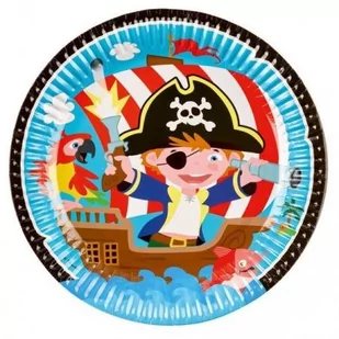 AMSCAN Talerzyki 23 cm Pirat 8 szt. - Dodatki do strojów karnawałowych - miniaturka - grafika 1