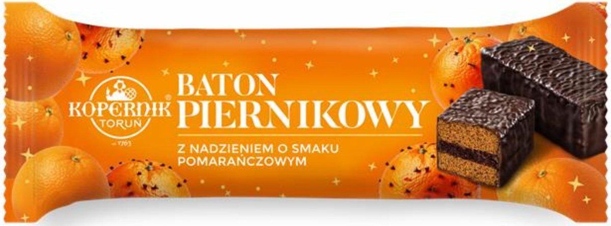 KOPERNIK Baton piernikowy z nadzieniem o smaku pomarańczowym 47g