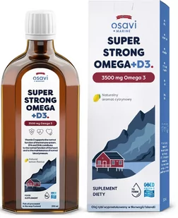 Osavi - Super Strong Omega + D3, 3500mg Omega 3, Cytryna, Płyn, 250 ml - Witaminy i minerały - miniaturka - grafika 1